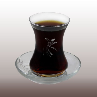 GÜMÜŞ SEMAZEN BASKILI ÇAY BARDAĞI