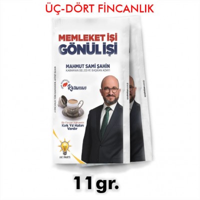 3-4 FİNCANLIK 11 Gr.'lık ÇİFTE KAVRULMUŞ ÇEKİRDEK TÜRK KAHVESİ AMBALAJ UYGULAMASI