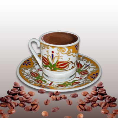 TÜRK-ÇİNİ DESENLİ PORSELEN TÜRK KAHVESİ FİNCANI