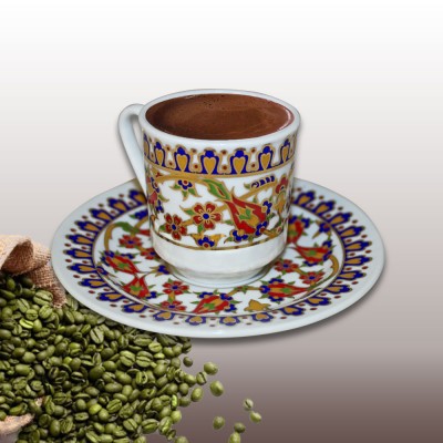 TÜRK-ÇİNİ DESENLİ PORSELEN TÜRK KAHVESİ FİNCANI