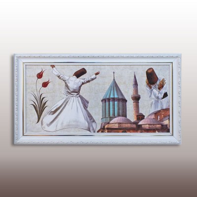 TUVAL ÜZERİ BASKI SEMAZEN MEVLANA TABLO